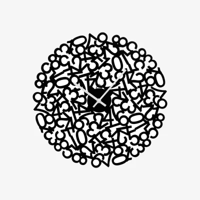 The Range Divini 40cm Dia Black Numbers Design Wall Clock - Black