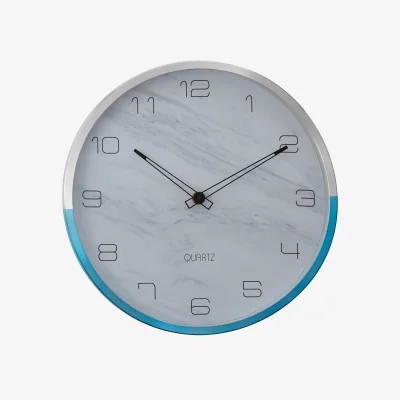 The Range Elko 30cm Dia Wall Clock with Silver and Blue Frame - Blue