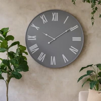 The Range Wall Clock with Roman Numerals - Grey