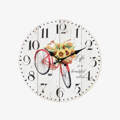 The Range Shabby Chic Bicycle Wall Clock With Sunflower Basket - Red