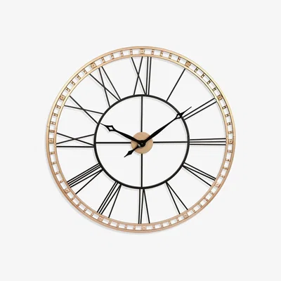 The Range Vintage Style Roman Numerals Hanging Clock Wall Decor - Black Golden / 80cm