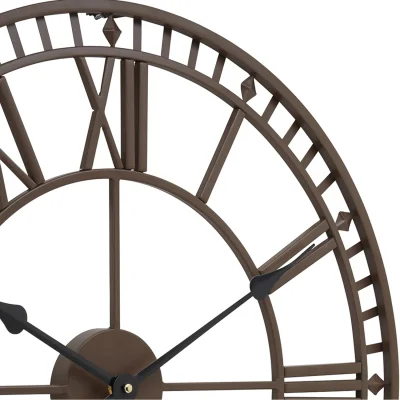 The Range Roman Numeral Outdoor Wall Clock - Brown