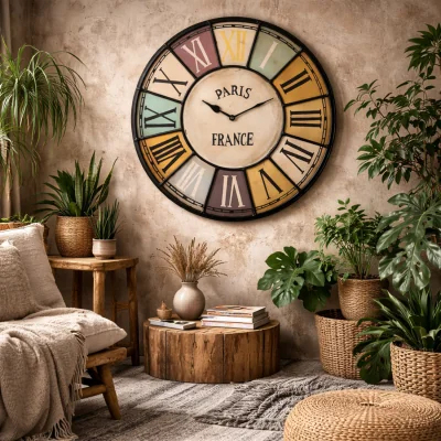 The Range Inari Large Industrial Metal Wall Clock - Brown