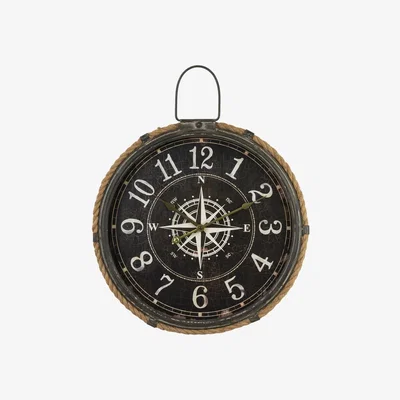 The Range Nautical Compass Wall Clock - Brown