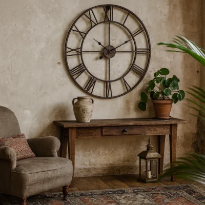 The Range Minimalist Bronze Open Frame Wall Clock with Roman Numerals - Bronze