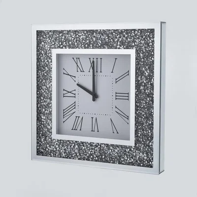 The Range Squared Crushed Diamond Wall Clock 45 cm - Silver