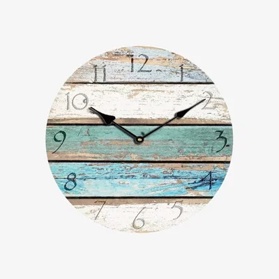 The Range European Wooden Arabic numerals Silent Wall Clock Hanging Home Decor - Blue Grey