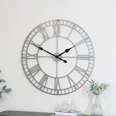 The Range Extra Large Skeleton Wall Clock 80cm x 80cm - Silver