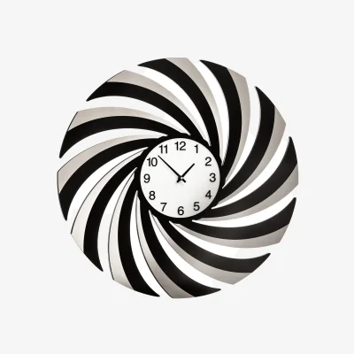 The Range Vole 60cm Dia Black Mirrored Wall Clock - Black & White