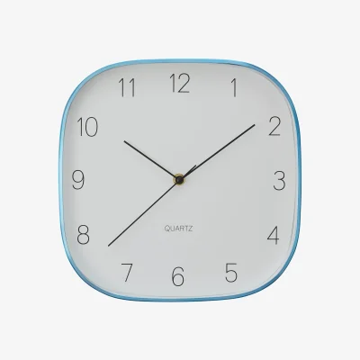The Range Elko 29cm Dia Square Blue Finish Case Wall Clock - Blue