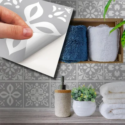 The Range Walplus Wall Tiles Stickers - Light Grey / 15.5cm / 15cm / 24