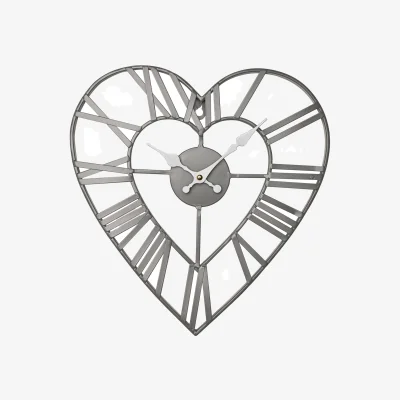 The Range Hestia Heart Shape Matt Finish Wall Clock - Grey