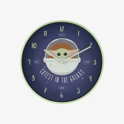 The Range Cutest in the Galaxy Mandalorian Baby Yoda Wall Clock - Black and Green