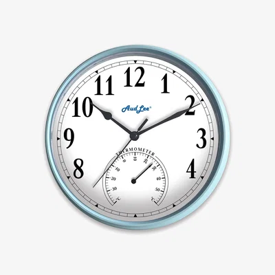 The Range Tub Wall Clock with Thermometer - Pastel Blue