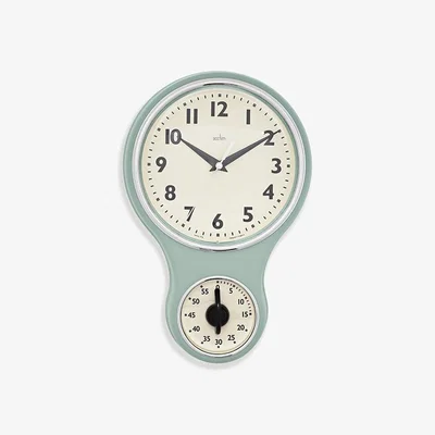 The Range KitchenTime Retro Wall Clock with Timer - Green
