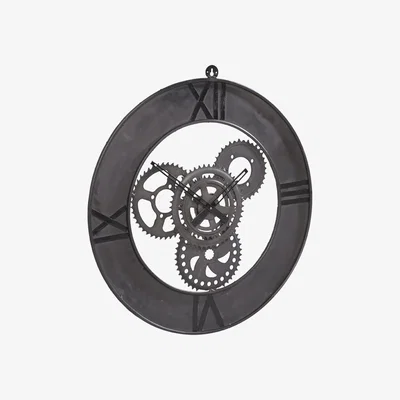 The Range Industrial Style Factory Metal Wall Clock  - Black