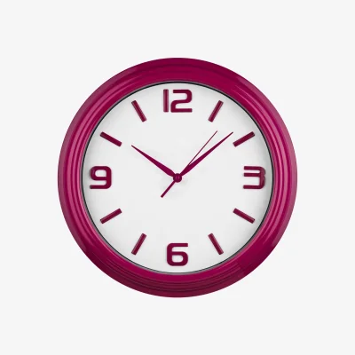 The Range Laxmi Raspberry Plastic Wall Clock - Red