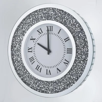 The Range Crushed Diamond Round Wall Clock - Silver