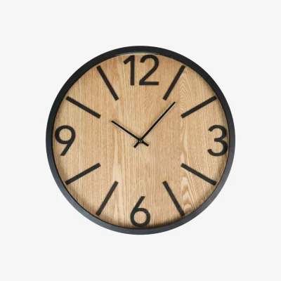 The Range Black and Wood Effect Wall Clock