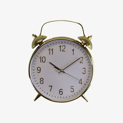 The Range Retro Alarm Style Wall Clock with Glass Cover - Gold & White