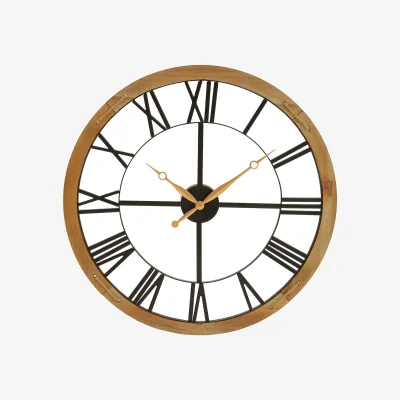 The Range Vitus 60cm Dia Black Metal Wall Clock with Gold Finish Hands - Black