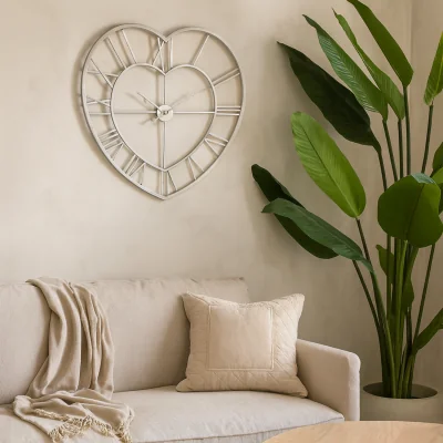 The Range Heart Shaped Silver Open Frame Wall Clock - Silver