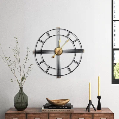 The Range Oversized Cut Out Metal Wall Clock - Black and Gold
