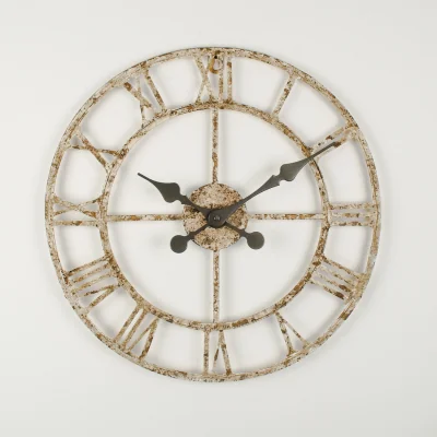 The Range Weathered Cut Out Wall Clock - Rusty cream distress