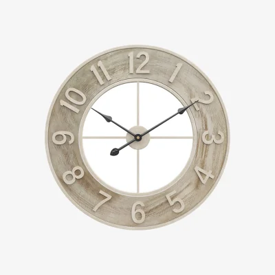 The Range Creative Wood Grain Iron Hanging Clock Home Furniture Decor - Wood