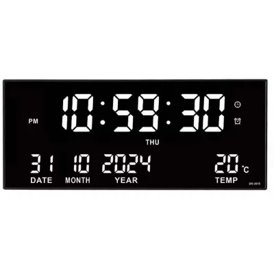 The Range LED Wall Clock with Alarm Temp Date Display - black