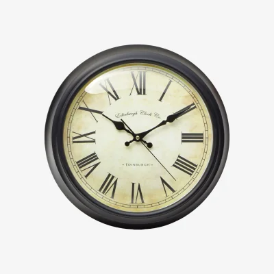 The Range Robello 36cm Dia Black Lined Rim Wall Clock - Black