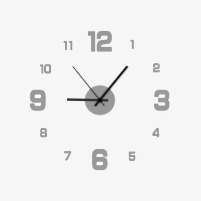 The Range Creative Frameless DIY Silent Wall Clock Silver - silver