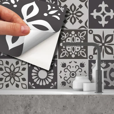 The Range Walplus Wall Tiles Stickers - Black / 15.5cm / 15cm / 24