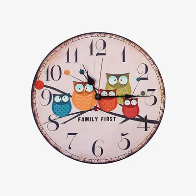 The Range Creative Wood Grain Iron Hanging Clock Home Furniture Decor - Pink