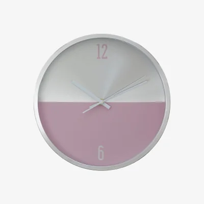 The Range Elko 30cm Dia Silver and Pink Finish Wall Clock - Pink