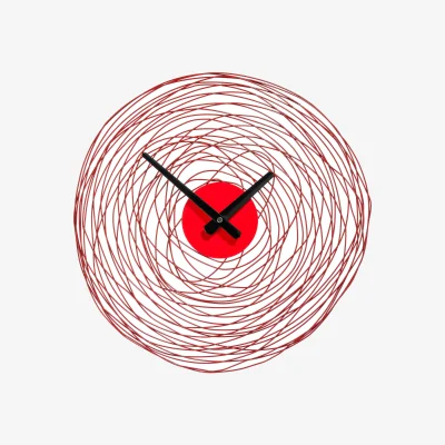 The Range Juvia 38cm Dia Red Swirl Metal and Plastic Wall Clock - Red
