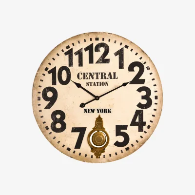 The Range Crawley 58cm Dia Vintage Style Wall Clock - Cream
