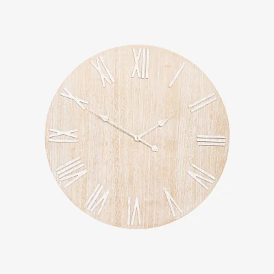 The Range Washed Wood Effect Numeral Wall Clock - Neutral