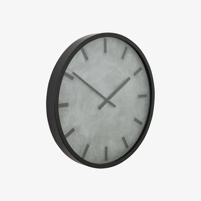 The Range Modern Timepiece Large Concrete Effect Station Clock - Black