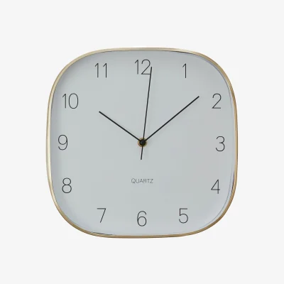 The Range Elko 29cm Dia Square Gold Finish Case Wall Clock - Gold