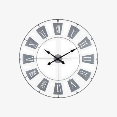 The Range Vitus 90cm Dia Grey Metal Large Wall Clock - Grey