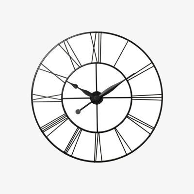 The Range HomeScape Clock Vintage Metal Wall Timepiece with Cut-Out Design - Dark Grey