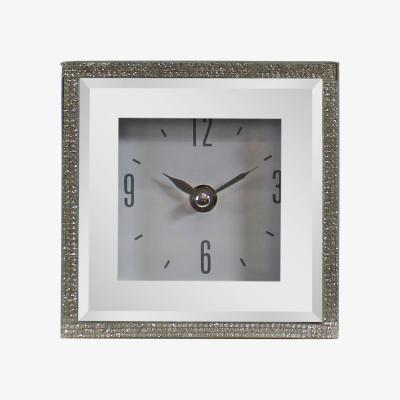 The Range Small Freestanding Mirrored and Jewelled Table Clock - Silver