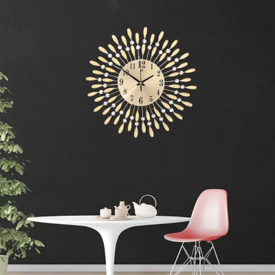 The Range 3D Silent Drop-Shape Metal Wall Clock with Crystal Decoration - Gold