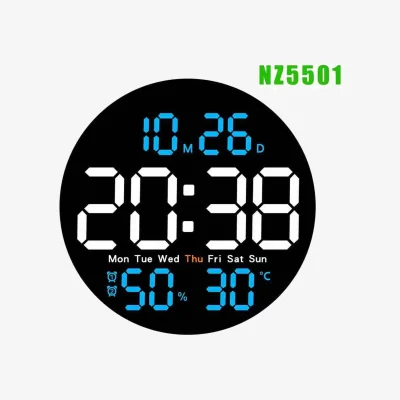 The Range LED Wall Clock Remote Dual Alarm Temp Display - black