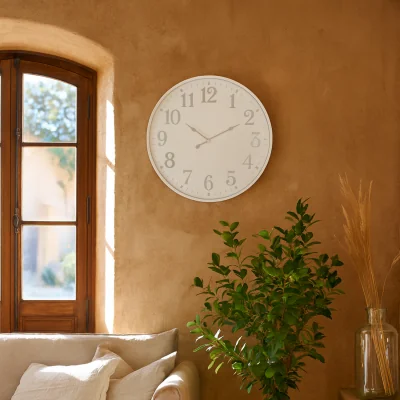 The Range Minimalist Wall Clock with Bold Numerals - White
