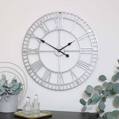 The Range Silver Metal Skeleton Clock 60cm x 60cm - Silver