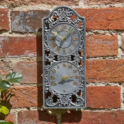 The Range Westminster Wall Clock and Thermometer - Silver