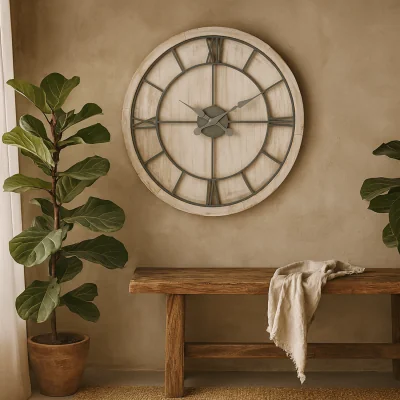 The Range Washed Rustic Skeleton Wall Clock - White