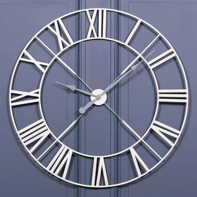 The Range Large Vintage Cream Wall Clock Distressed Metal Twist Frame - Cream